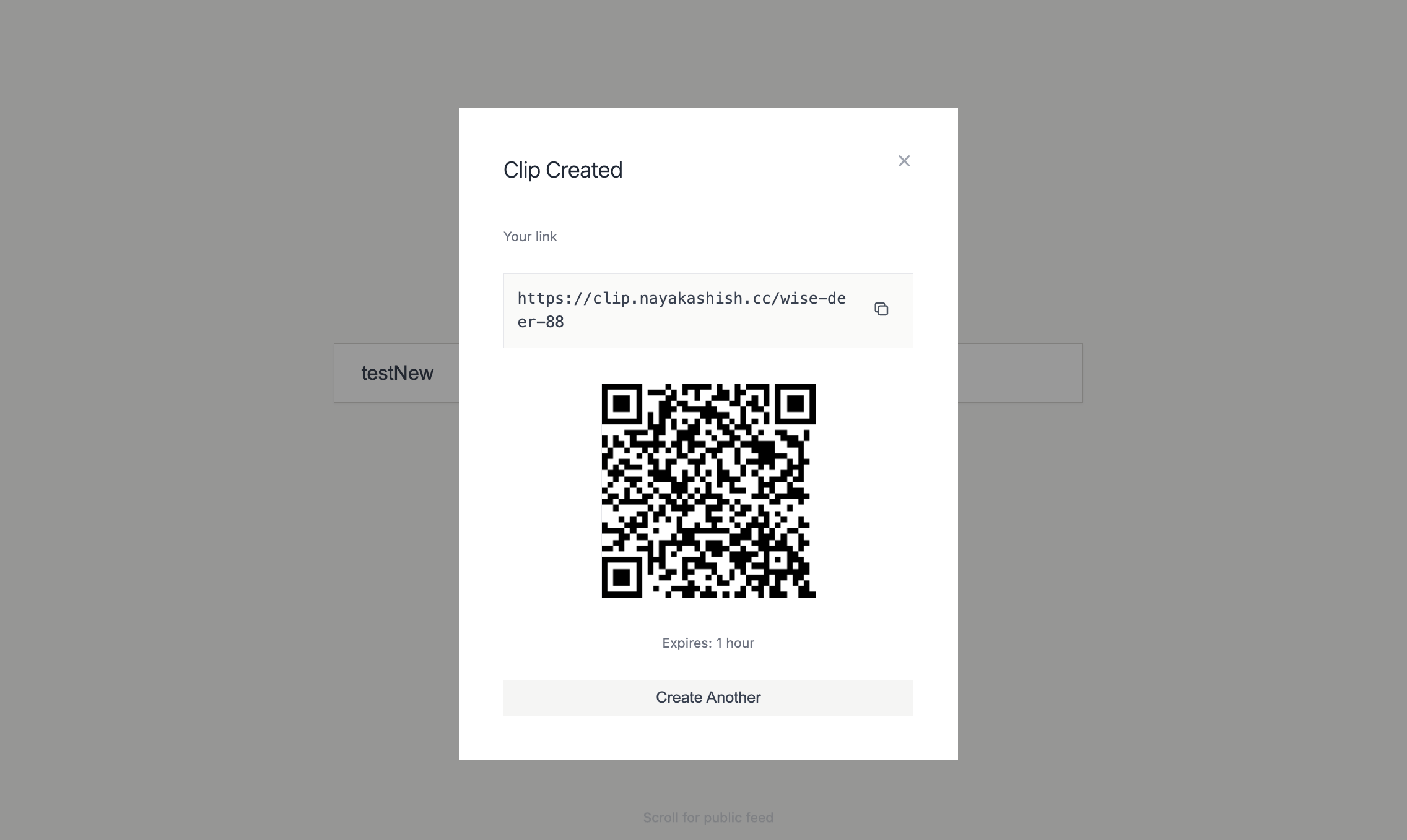 ClipShare QR code feature